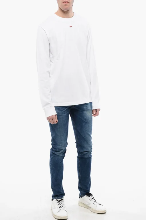New RED TAG T-shirt Girocollo T-JUST-LS-D a Maniche Lunghe con Ricamo Monogram Uomo T-Shirt