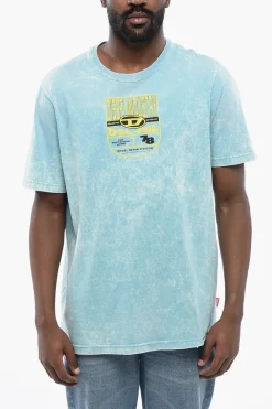 RED TAG T-shirt Girocollo T-JUST-N17 in Effetto Acid Wash con Stampa in Rilievo>Diesel Hot
