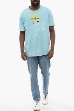 RED TAG T-shirt Girocollo T-JUST-N17 in Effetto Acid Wash con Stampa in Rilievo></noscript>Diesel Hot