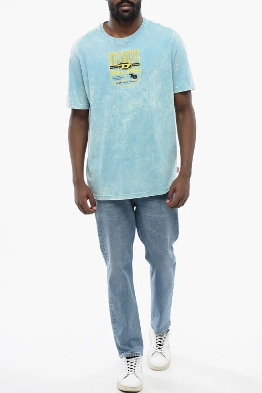 RED TAG T-shirt Girocollo T-JUST-N17 in Effetto Acid Wash con Stampa in Rilievo>Diesel Hot