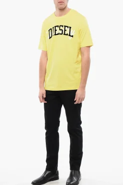 Online RED TAG T-shirt Girocollo T-JUST-N10 in Cotone con Logo in Velour Uomo T-Shirt