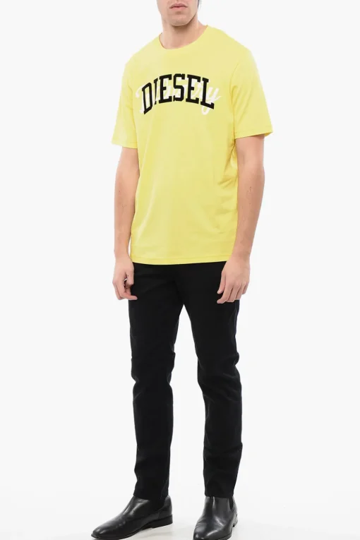 Online RED TAG T-shirt Girocollo T-JUST-N10 in Cotone con Logo in Velour Uomo T-Shirt