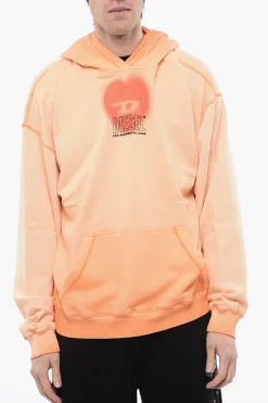RED TAG UNISEX Felpa Hoodie S-BOXT-HOOD-N10 in Cotone Garzato con Dettaglio D-Heart>Diesel New