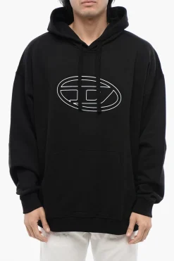 Online RED TAG UNISEX Felpa Hoodie S-UMMER-BIGOVAL in Cotone Garzato con Logo Oval D in Rilievo Donna Felpe|Felpe