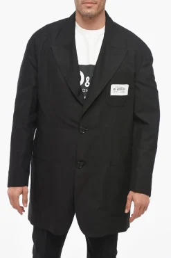 RE-EDITION Blazer Slim Fit in Misto Seta con Rever a Lancia>Dolce & Gabbana New