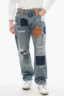 Discount RE-EDITION Jeans Patchwork con Fondo Sfrangiato 26cm Uomo Jeans