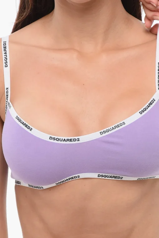 Reggiseno a Fascia In Cotone con Finiture Logate>Dsquared2 New