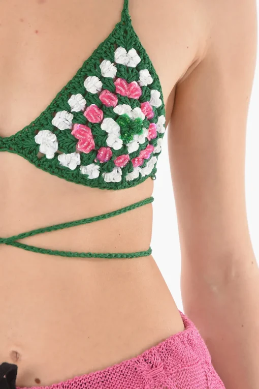 Online reggiseno in Crochet con Paillettes Donna Costumi Da Bagno