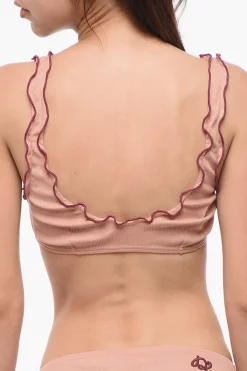 Reggiseno Morbido a Costine con Ricamo Monogram>Dsquared2 Fashion