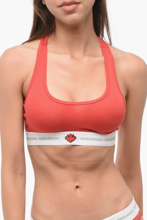 Clearance Reggiseno Sportivo a Tinta Unita Con Banda a Contrasto Donna Intimo