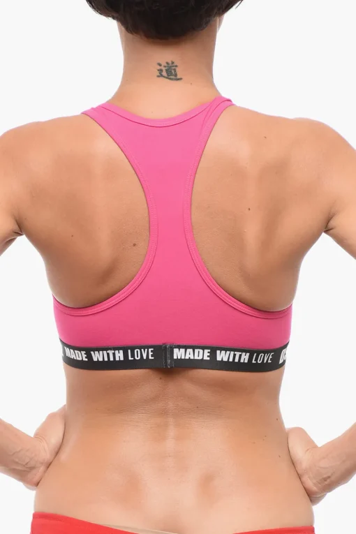 Reggiseno Sportivo in Cotone con Banda Logata>Dsquared2 Hot