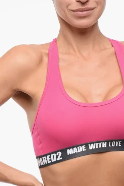 Reggiseno Sportivo in Cotone con Banda Logata></noscript>Dsquared2 Hot