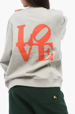 Fashion ROBERT INDIANA Felpa Girocollo in Cotone Felpato con Maxi Stampa Sul Retro Donna Felpe
