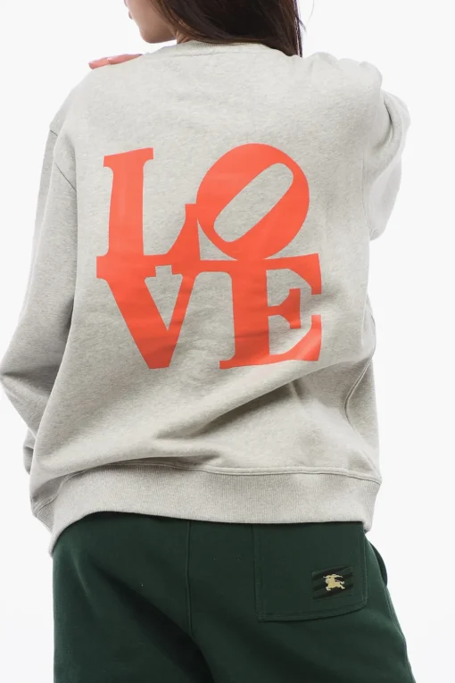 Fashion ROBERT INDIANA Felpa Girocollo in Cotone Felpato con Maxi Stampa Sul Retro Donna Felpe
