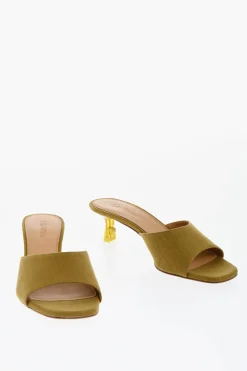 New Sabot In Misto Lino LOLLIPOP Open-Toe Tacco 5 cm Donna Scarpe Con Tacco