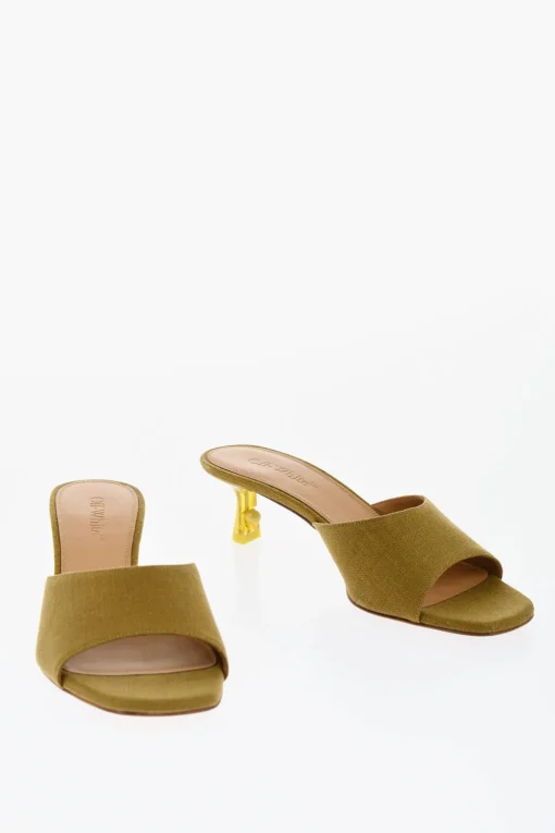 New Sabot In Misto Lino LOLLIPOP Open-Toe Tacco 5 cm Donna Scarpe Con Tacco