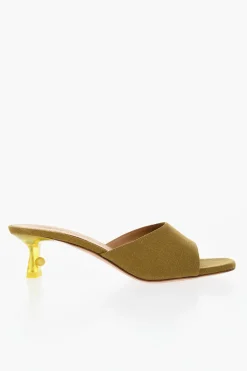 New Sabot In Misto Lino LOLLIPOP Open-Toe Tacco 5 cm Donna Scarpe Con Tacco