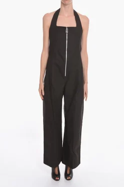 New SALON 01 Tuta in Lino Stretch con Collo Halter e Corpetto Donna Pantaloni
