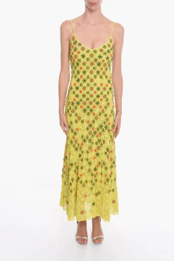 SALON 01 Vestito Flare in Crochet di Viscosa con Motivo Floreale in Perline>Bottega Veneta Best