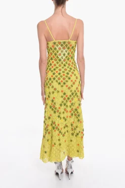 SALON 01 Vestito Flare in Crochet di Viscosa con Motivo Floreale in Perline>Bottega Veneta Best