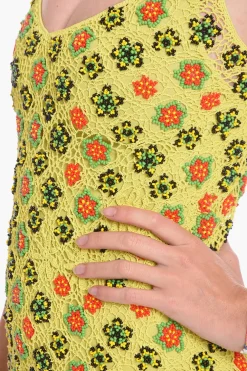 SALON 01 Vestito Flare in Crochet di Viscosa con Motivo Floreale in Perline></noscript>Bottega Veneta Best