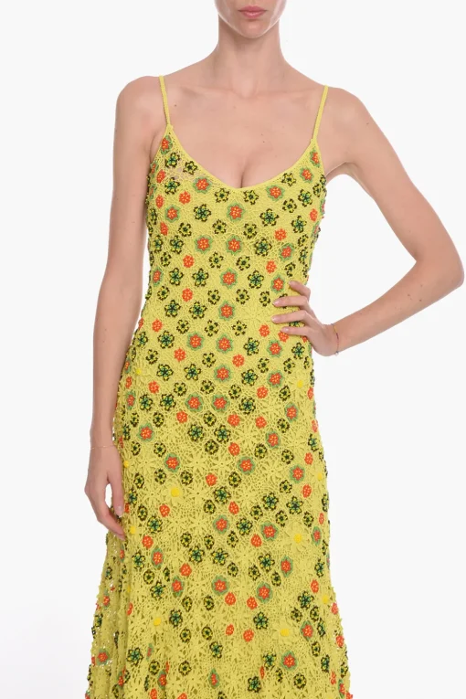 SALON 01 Vestito Flare in Crochet di Viscosa con Motivo Floreale in Perline>Bottega Veneta Best