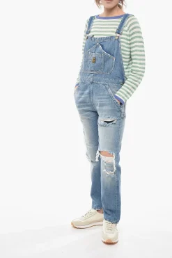 Salopette in Denim con Bottoni Logati e Dorati>Washington Dee Cee Online