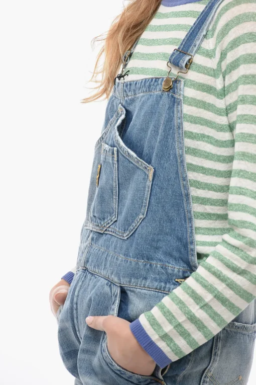 Salopette in Denim con Bottoni Logati e Dorati>Washington Dee Cee Online