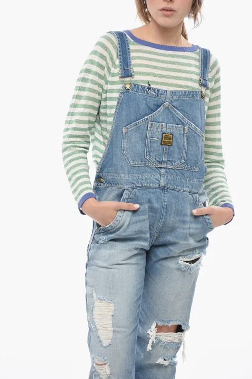Salopette in Denim con Bottoni Logati e Dorati>Washington Dee Cee Online