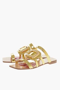 Outlet Sandali alla Schiava in Pelle Lamè Donna Ballerine|Scarpe Basse