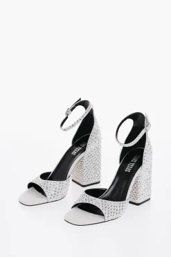 Sandali Ankle Strap HOLLY FIONA In Suede con Gioielli All-Over 10cm>Paris Texas Clearance