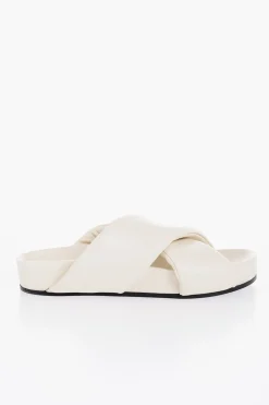 Outlet Sandali in Pelle con Design Criss Cross Uomo Scarpe Basse