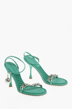 Outlet Sandali In Pelle Con Dettaglio Catena e Charm Statement Donna Scarpe Con Tacco