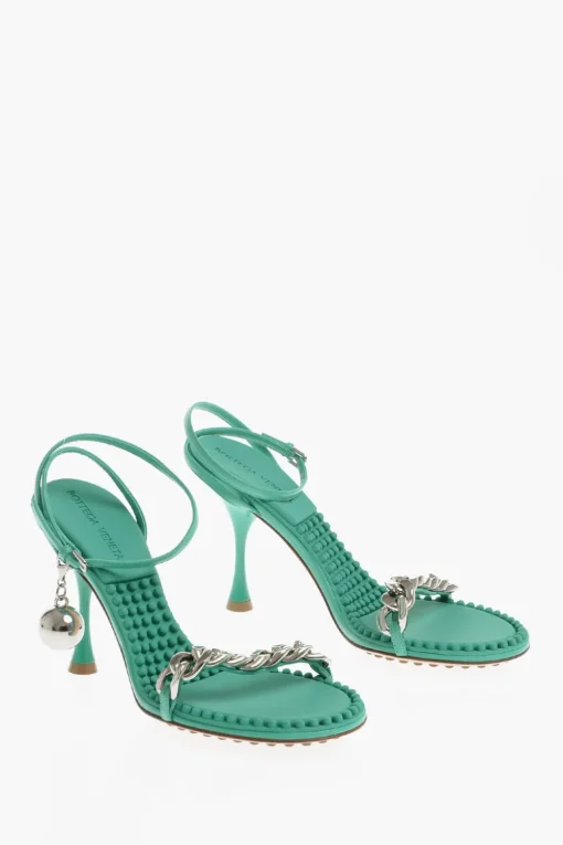 Outlet Sandali In Pelle Con Dettaglio Catena e Charm Statement Donna Scarpe Con Tacco