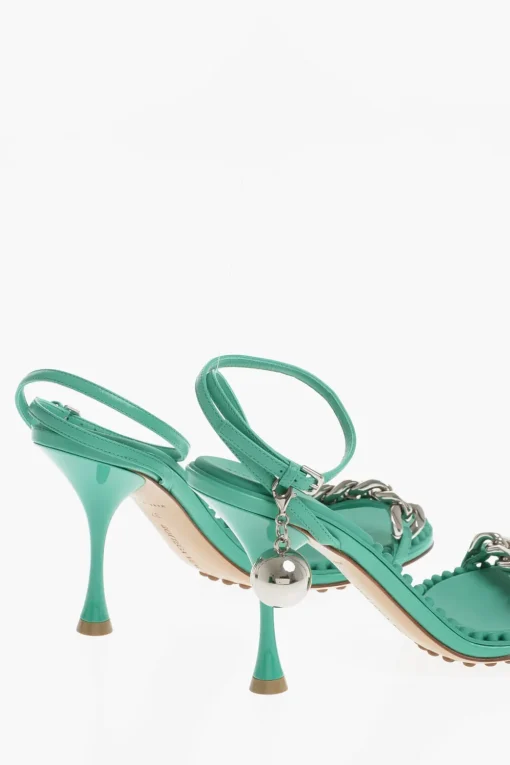 Outlet Sandali In Pelle Con Dettaglio Catena e Charm Statement Donna Scarpe Con Tacco