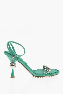 Outlet Sandali In Pelle Con Dettaglio Catena e Charm Statement Donna Scarpe Con Tacco