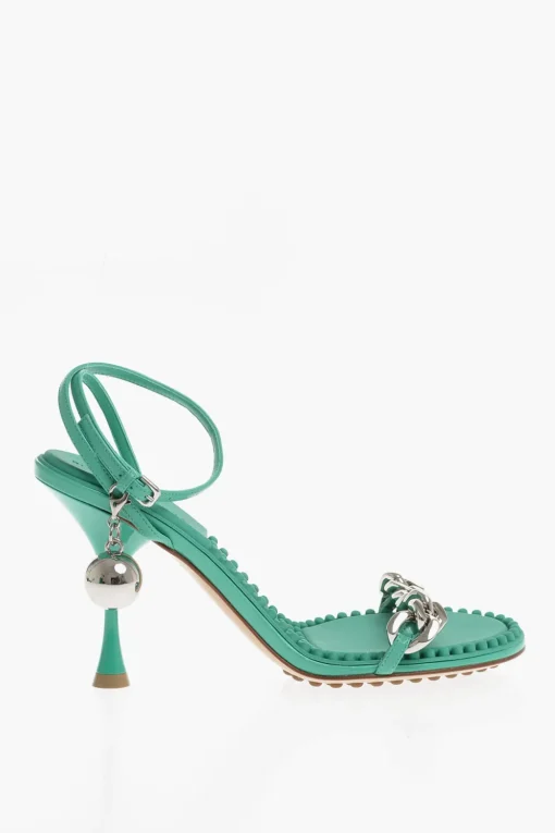 Outlet Sandali In Pelle Con Dettaglio Catena e Charm Statement Donna Scarpe Con Tacco