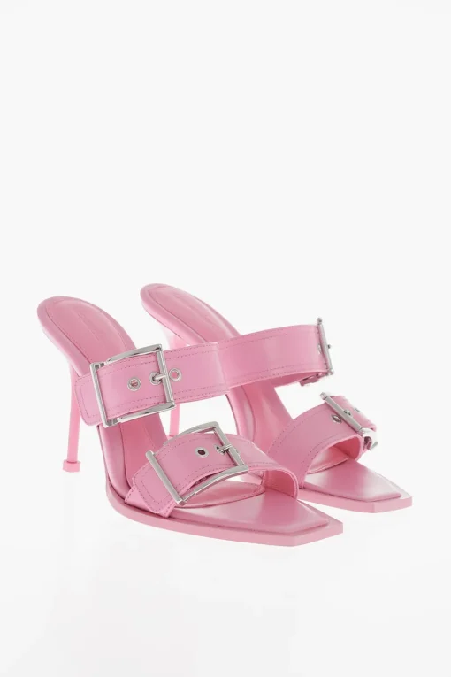 Sandali In Pelle Con Fibbie Tacco 10 cm>Alexander McQueen Discount