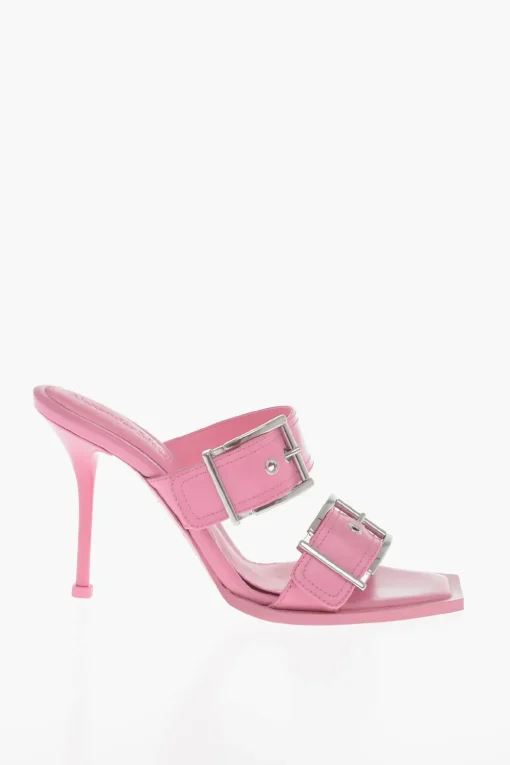 Sandali In Pelle Con Fibbie Tacco 10 cm>Alexander McQueen Discount