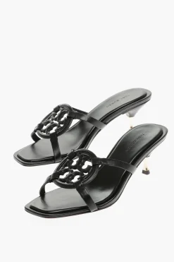 Discount Sandali in Pelle con Logo Cut-Out 7cm Donna Scarpe Con Tacco