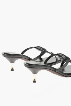 Discount Sandali in Pelle con Logo Cut-Out 7cm Donna Scarpe Con Tacco
