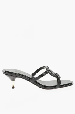 Discount Sandali in Pelle con Logo Cut-Out 7cm Donna Scarpe Con Tacco