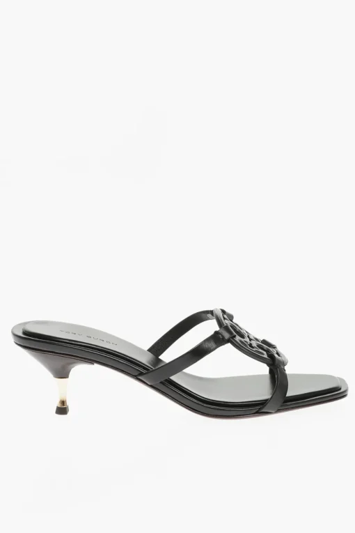Discount Sandali in Pelle con Logo Cut-Out 7cm Donna Scarpe Con Tacco