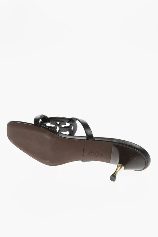 Discount Sandali in Pelle con Logo Cut-Out 7cm Donna Scarpe Con Tacco