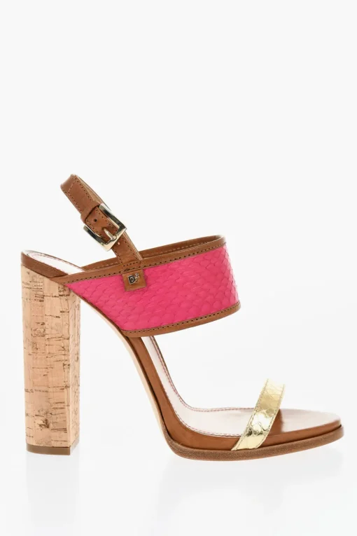 Sandali in Pelle di Serpente ESSENTIAL con Tacco in Sughero 12cm>Dsquared2 Clearance