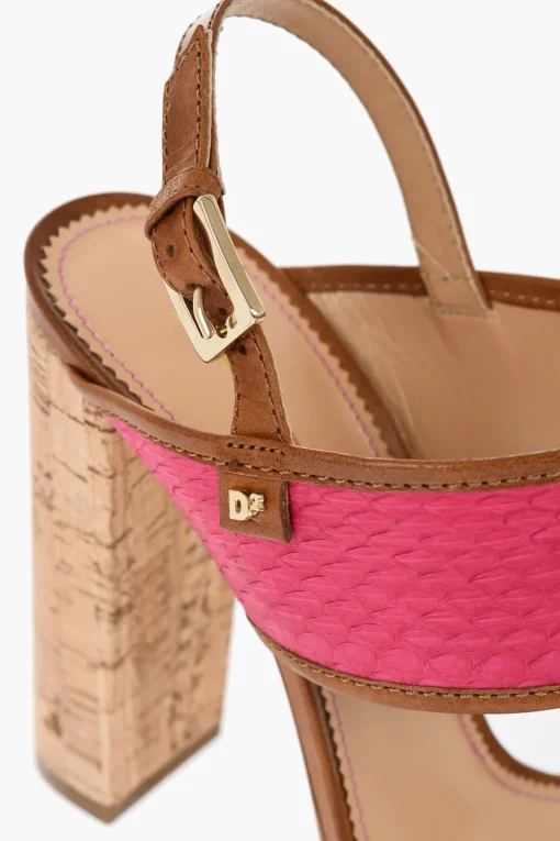 Sandali in Pelle di Serpente ESSENTIAL con Tacco in Sughero 12cm>Dsquared2 Clearance