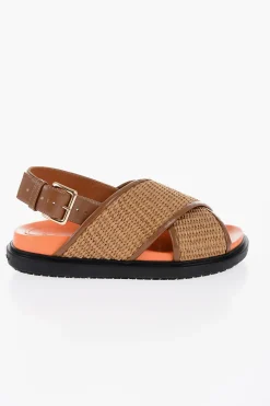 Best Sandali in Pelle E Rafia con Chiusura Fibbia Donna Ballerine|Scarpe Basse