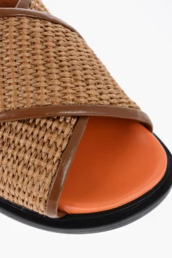 Best Sandali in Pelle E Rafia con Chiusura Fibbia Donna Ballerine|Scarpe Basse
