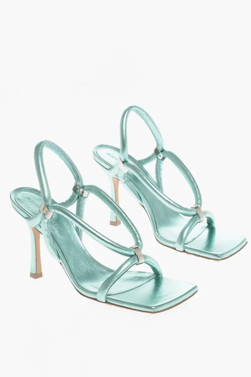 New Sandali In Pelle Effetto Metallizzato 9 cm Donna Scarpe Con Tacco