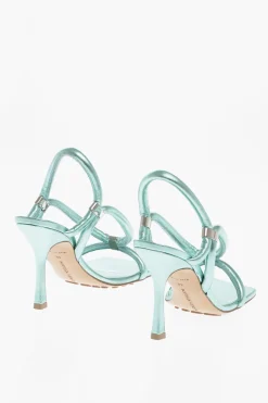 New Sandali In Pelle Effetto Metallizzato 9 cm Donna Scarpe Con Tacco